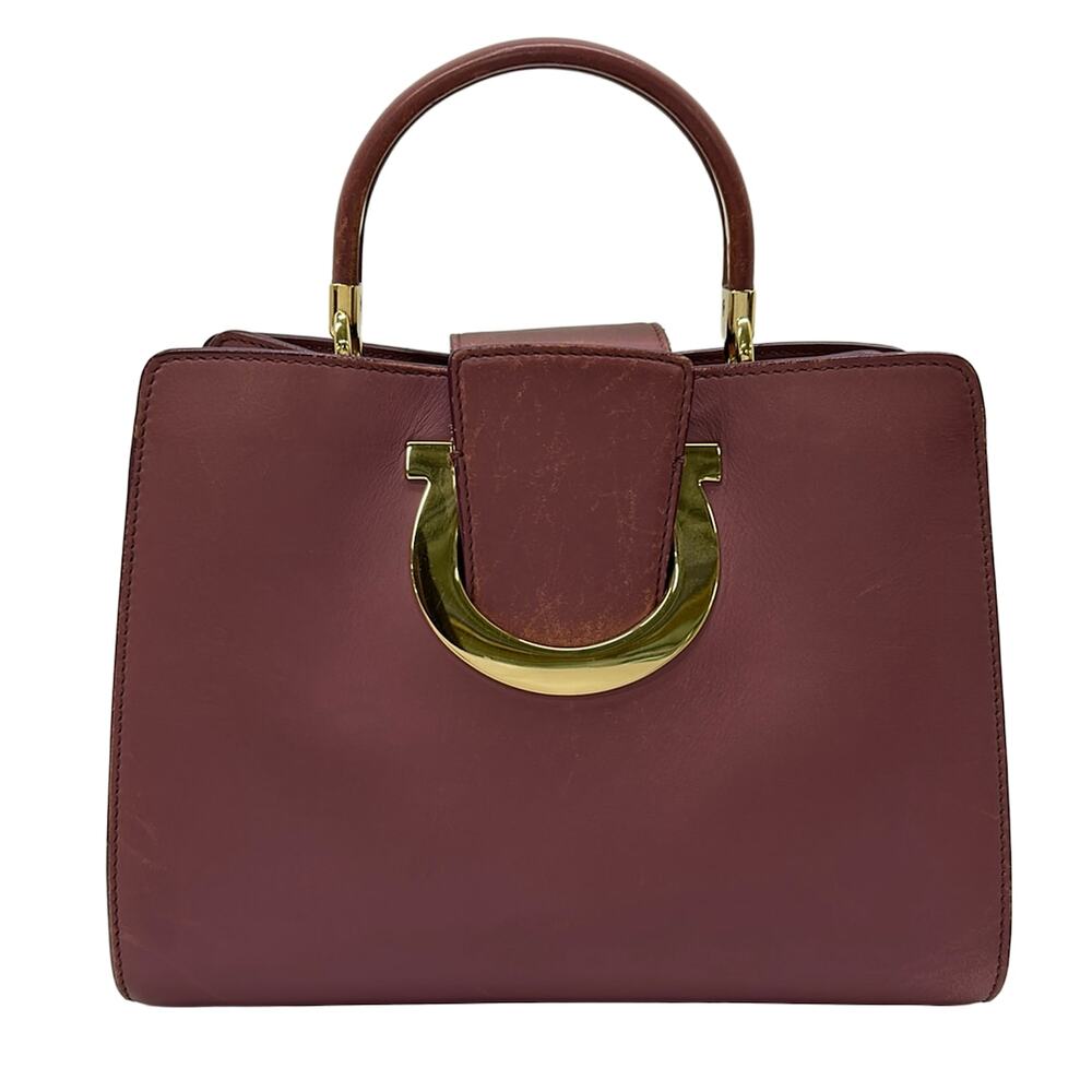 Salvatore Ferragamo Gancini Handbag Purple Gold